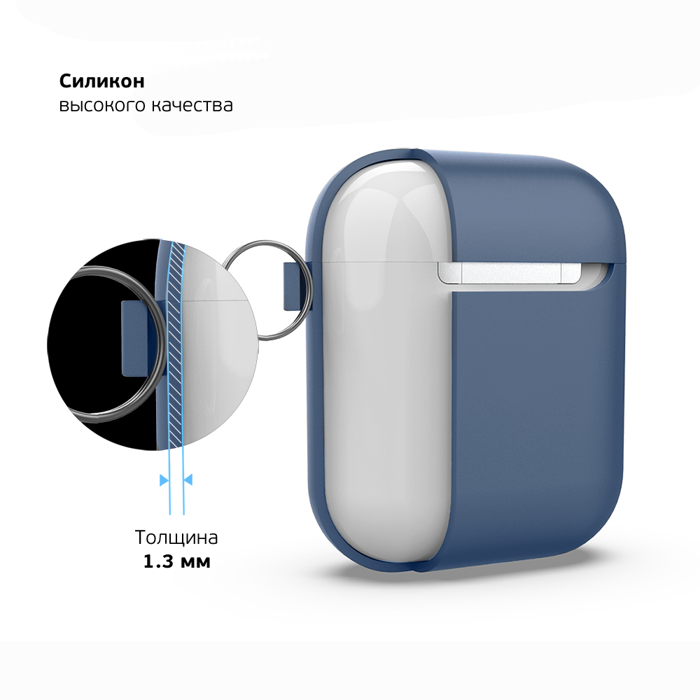 Чехол с карабином Deppa для AirPods, Синий
