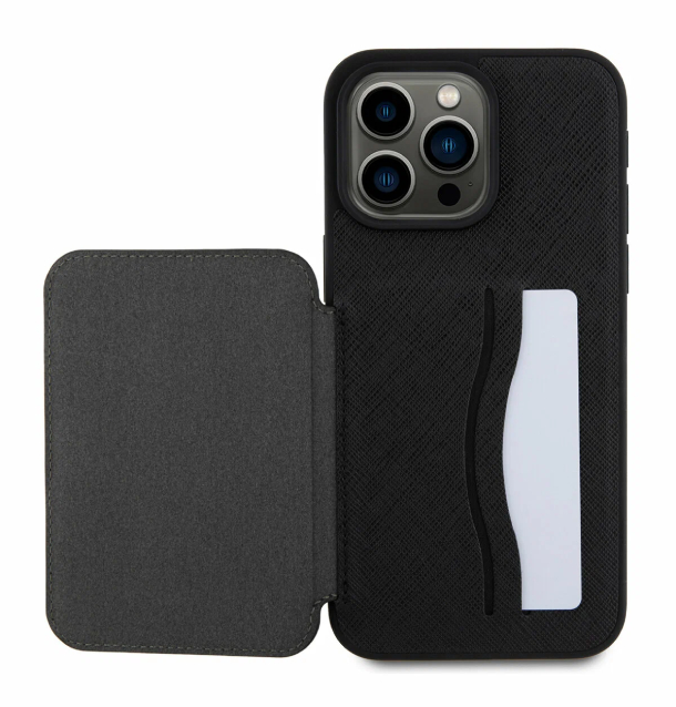 Чехол Lagerfeld для iPhone 16 Pro Max, Картслот Stand PU Saffiano NFT Karl & Choupette Hard, Черный