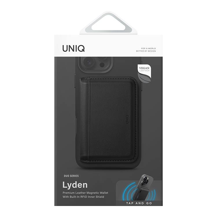 Чехол-бумажник Uniq Lyden DS Magnetic RFID-blocking wallet Dallas, Черный