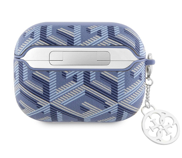 Чехол Guess для Airpods Pro 2, PU Кожа G CUBE c металлическим логотипом и брелком, Синий