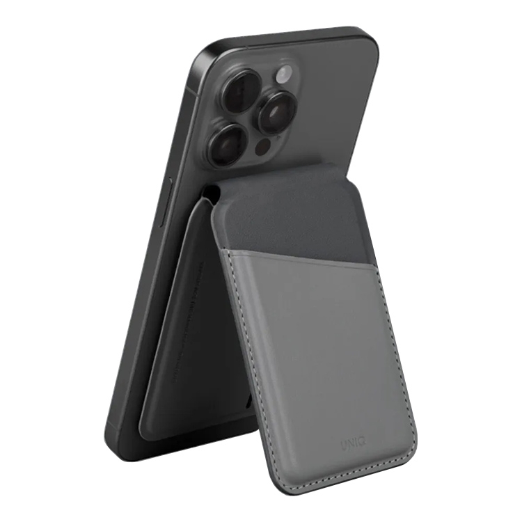Чехол-бумажник Uniq Lyden DS Magnetic FRID-blocking cardholder with Stand Rhino, Черно-серый