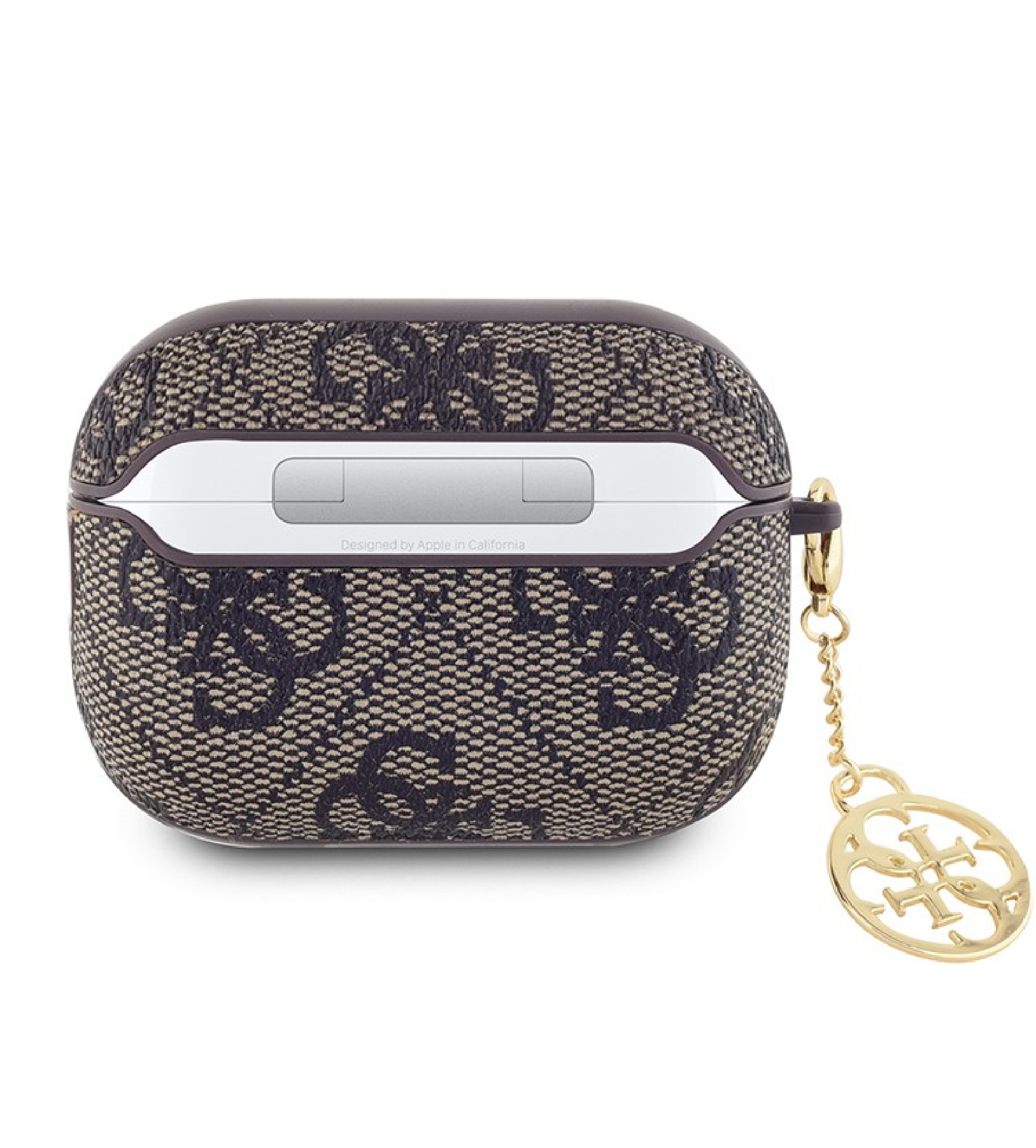 Чехол Guess PU leather 4G with Classic metal logo and Charm для Airpods Pro 2, Коричневый