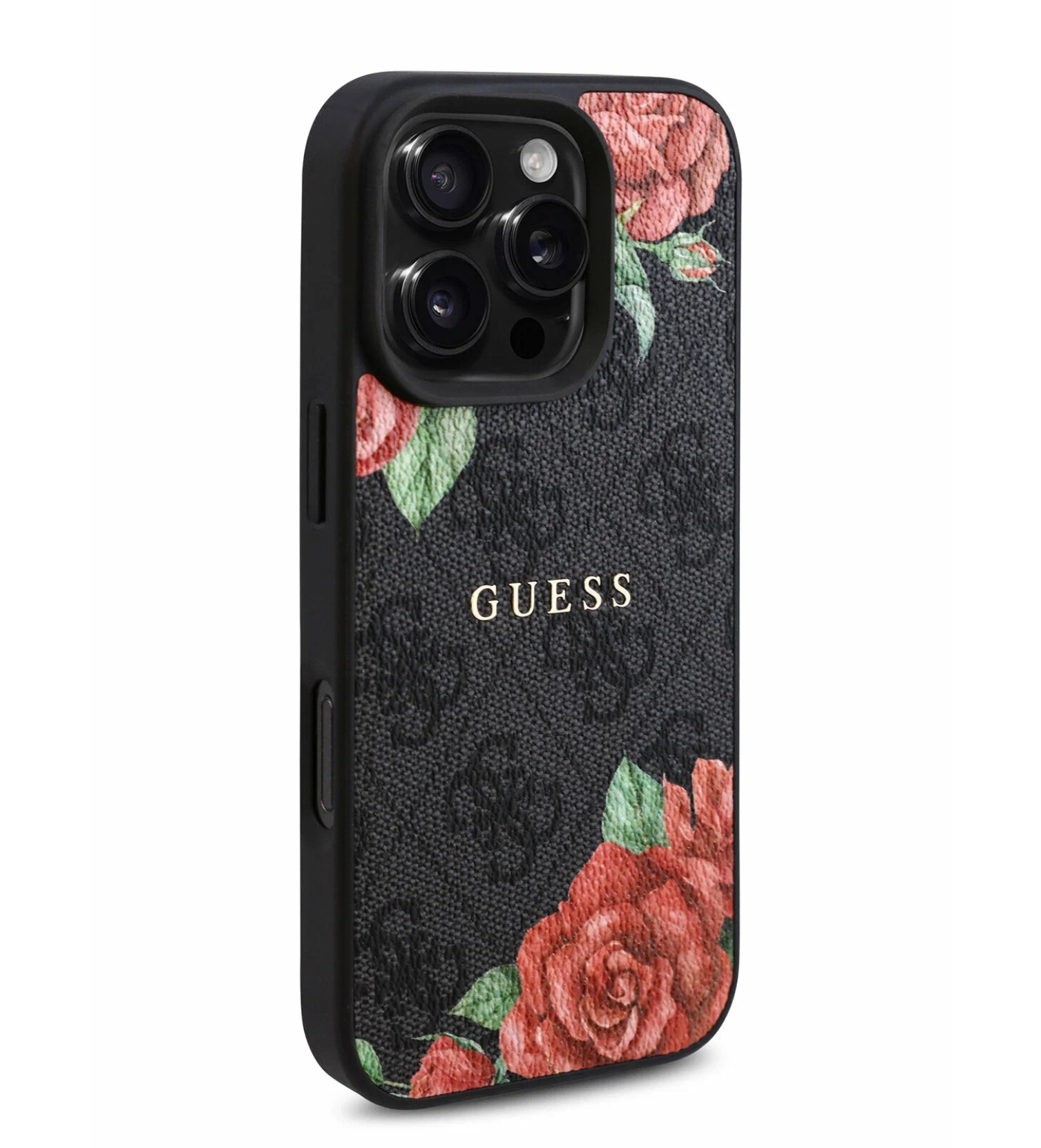 Чехол Guess PU Flowers Roses Hard с MagSafe для iPhone 16 Pro Max, Черный