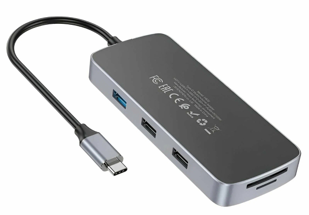 Hoco HB32 Season Type-C 8-in-1 100W Металл, Серый