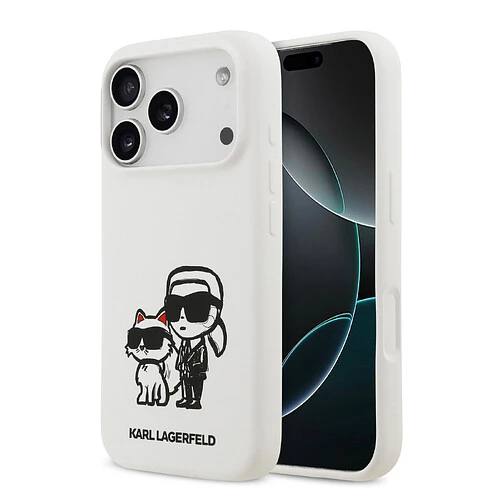 Чехол Lagerfeld iPhone 17 Pro Max Liquid Silicone Sketch Karl&Choup Metal cam Hard Wht, MagSafe, Белый