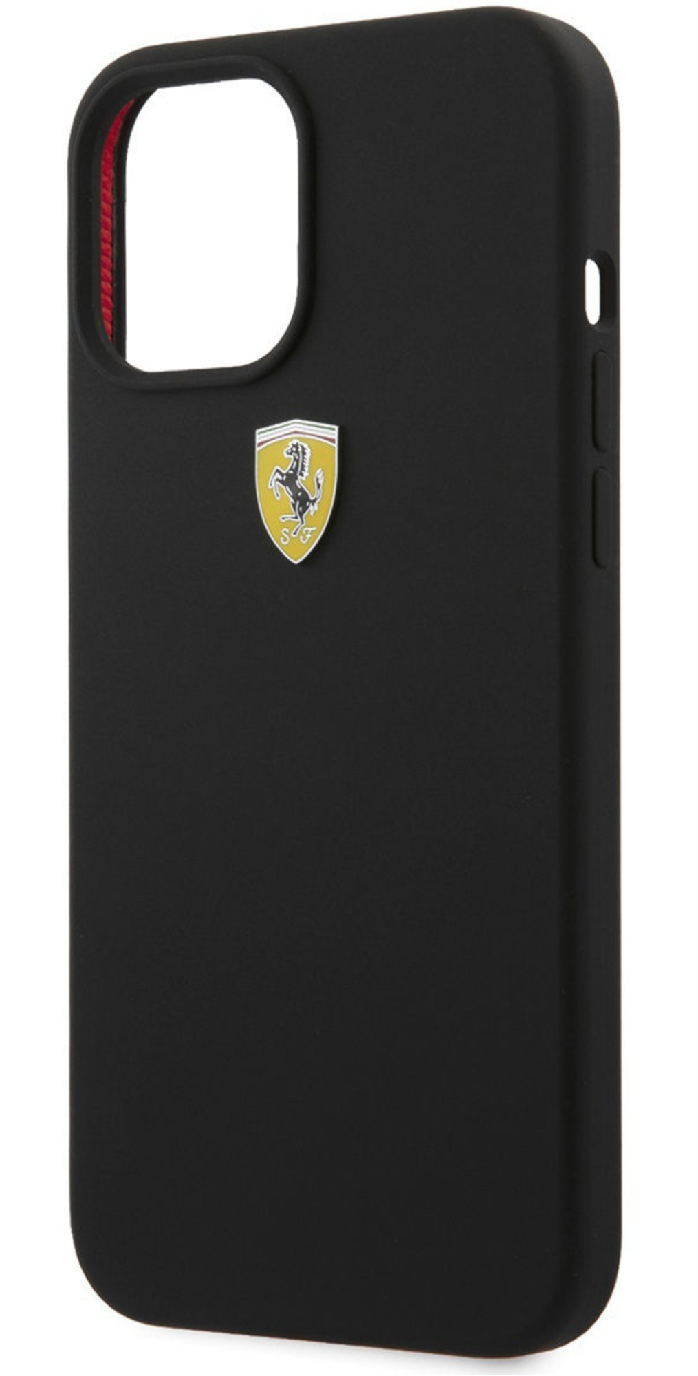 Чехол Ferrari для iPhone 12 Pro Max, Силикон с металлическим логотипом, Черный