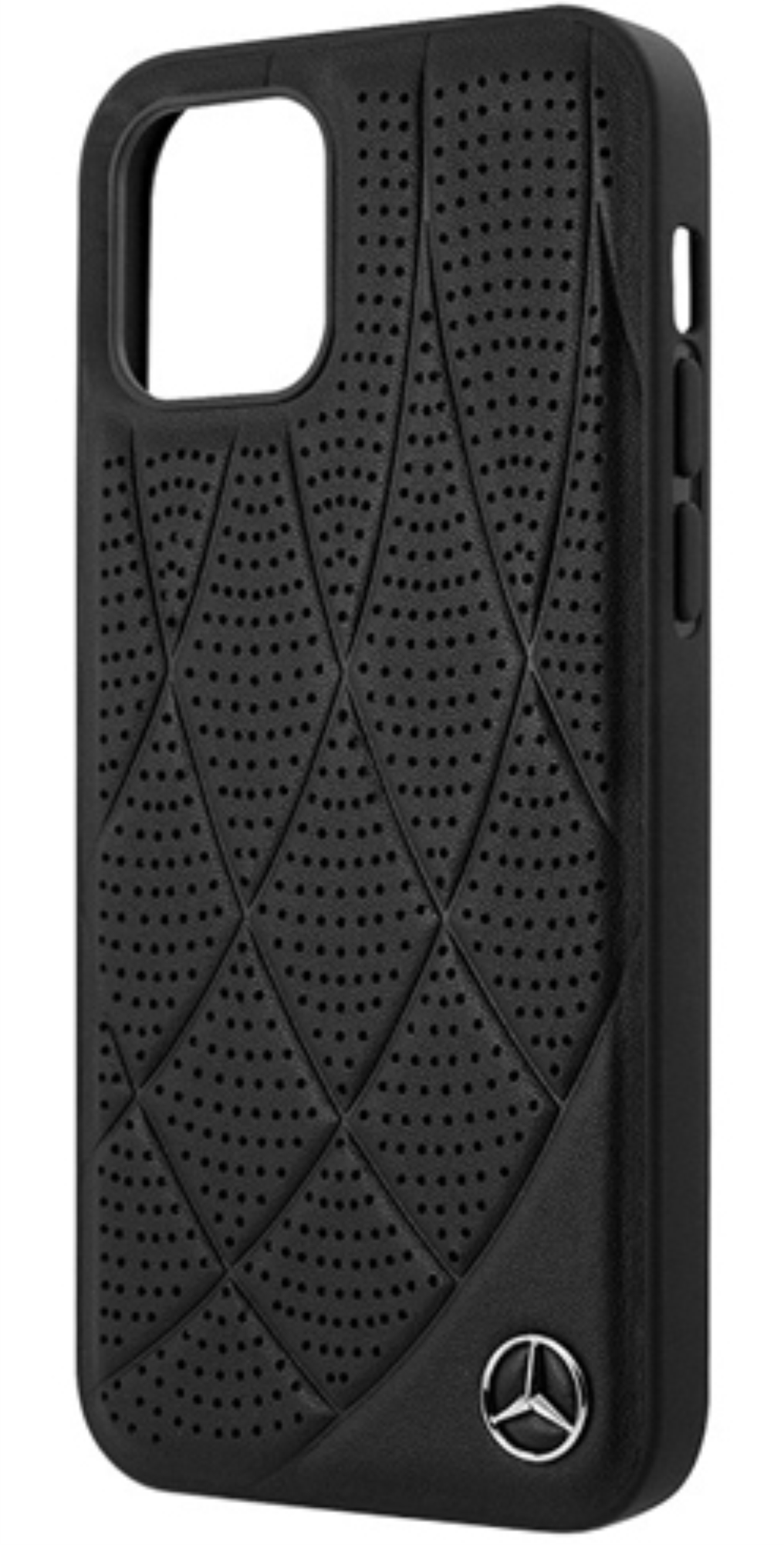 Чехол Mercedes для iPhone 12 mini, Натуральная кожа стеганая/перфорированная Hard, Черный