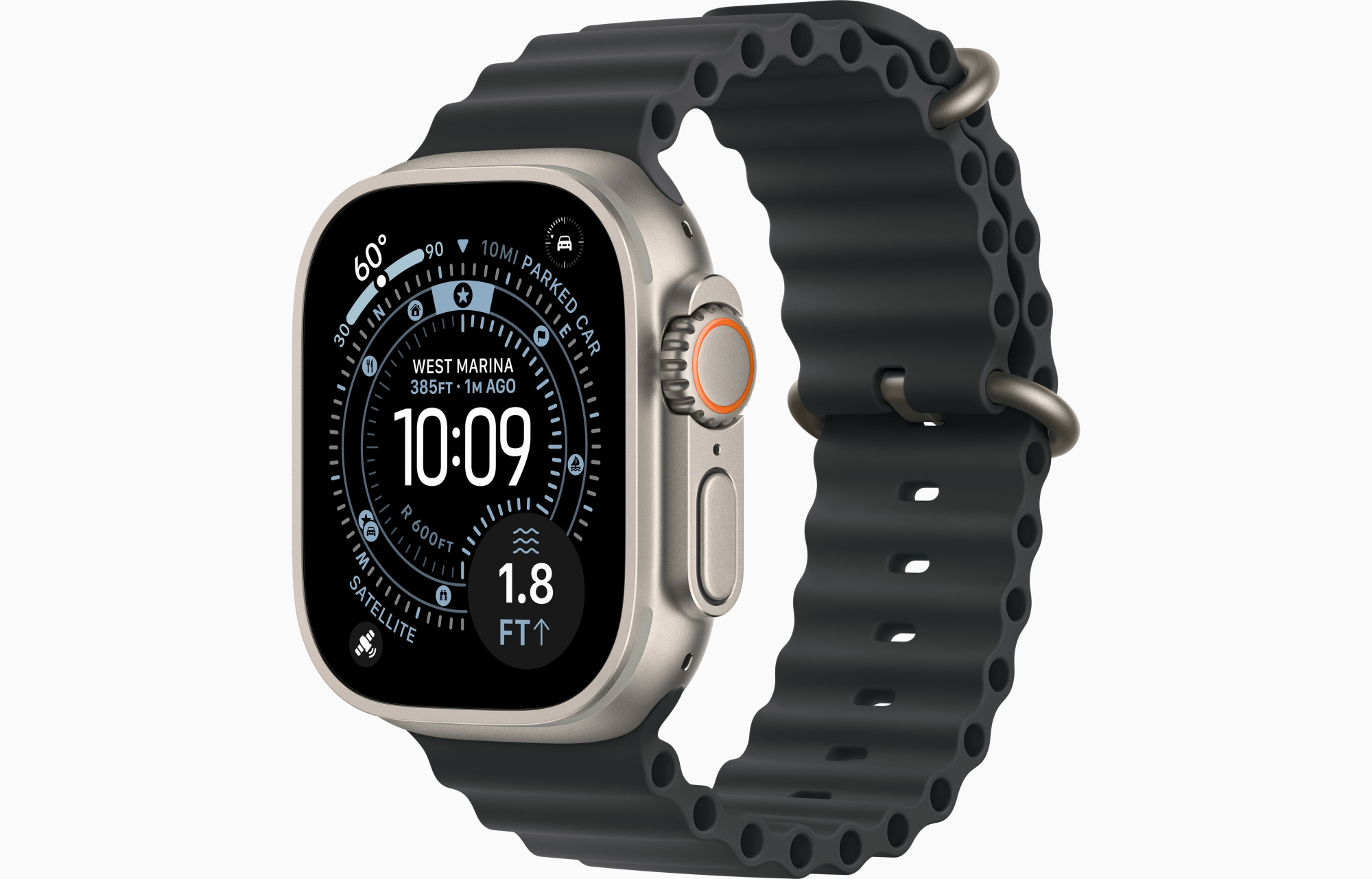 Apple Watch Ultra 3 GPS, 49 мм, корпус из бежевого титана, ремешок Ocean черный