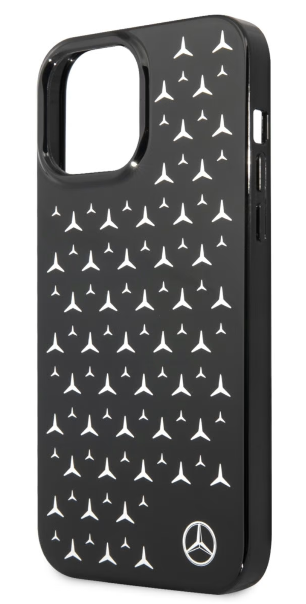 Чехол Mercedes для iPhone 13 Pro PC/TPU, Серебряные звезды Hard, Черный