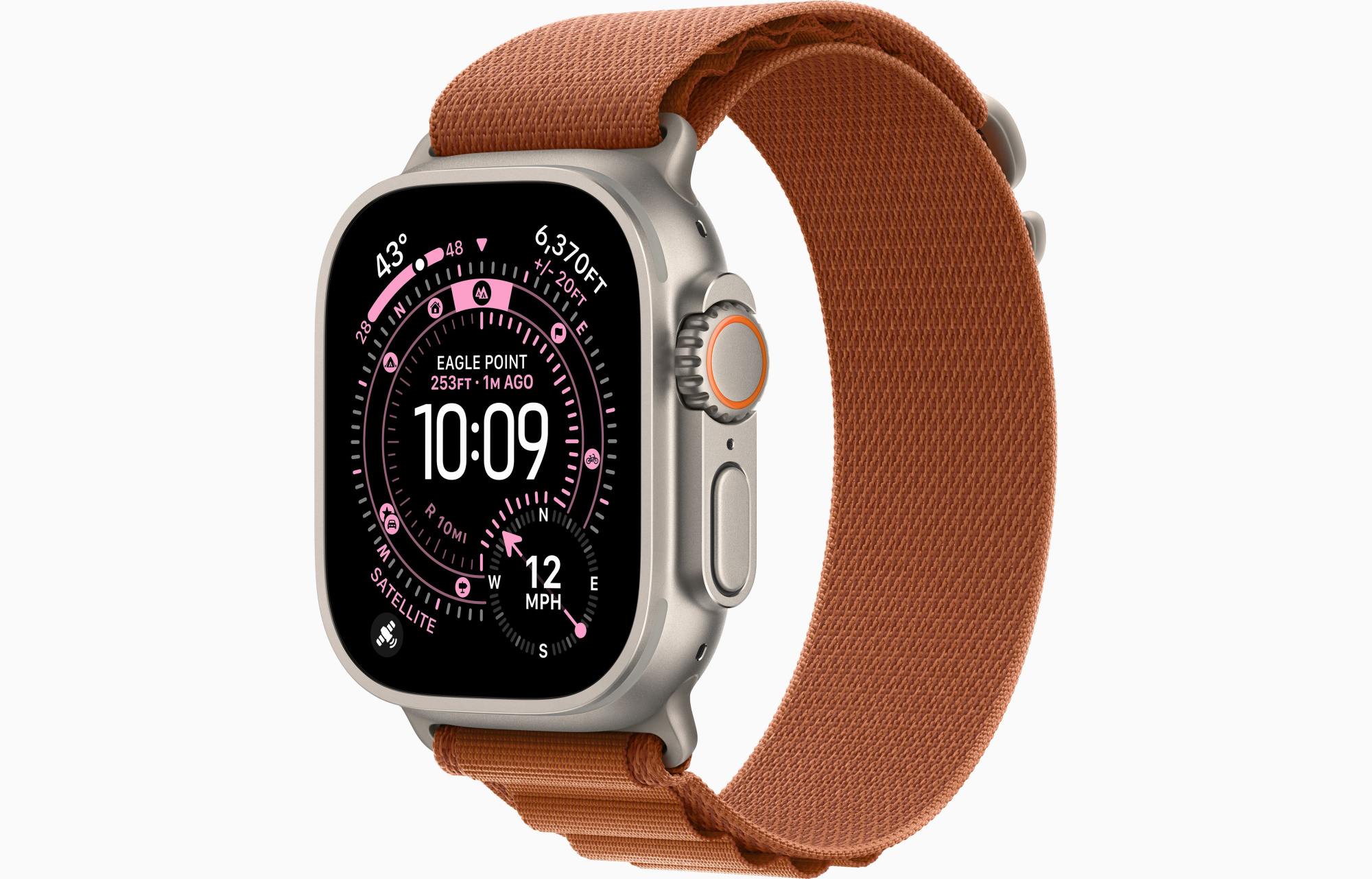 Apple Watch Ultra 3 GPS, 49 мм, корпус из бежевого титана, ремешок Alpine Loop оранжевого цвета M