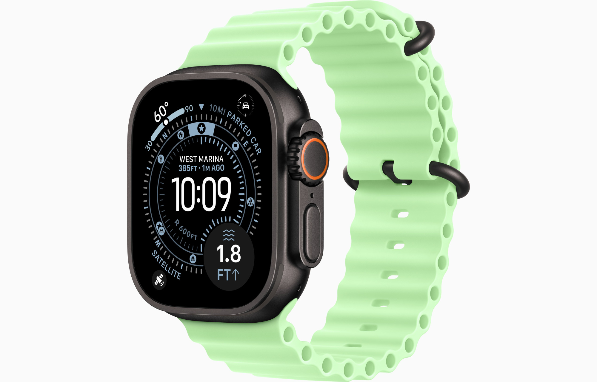 Apple Watch Ultra 3 GPS, 49 мм, корпус из черного титана, ремешок Ocean неоново-зеленый