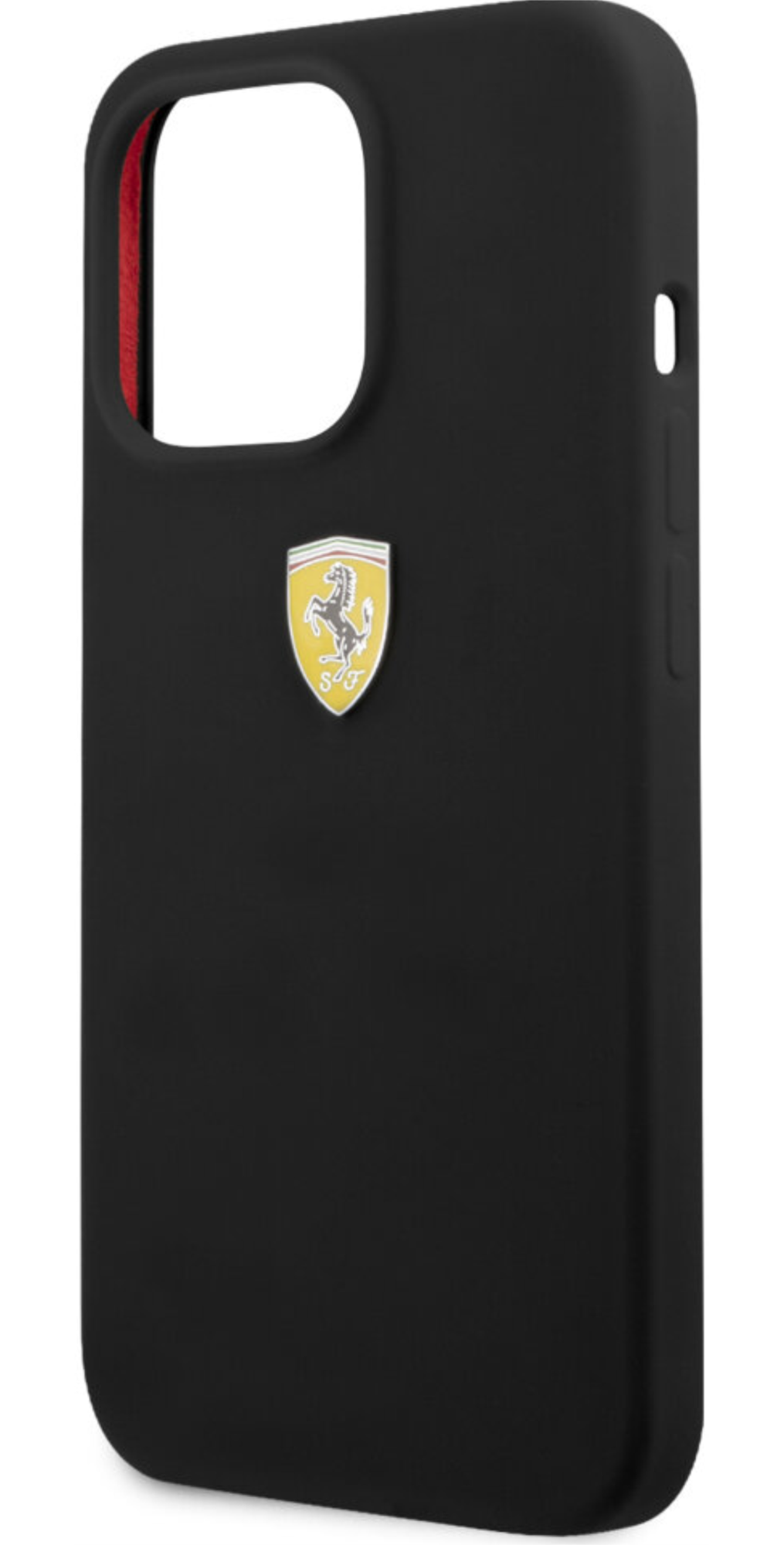 Чехол Ferrari для iPhone 13 Pro Max, Силикон с металлическим логотипом, Черный