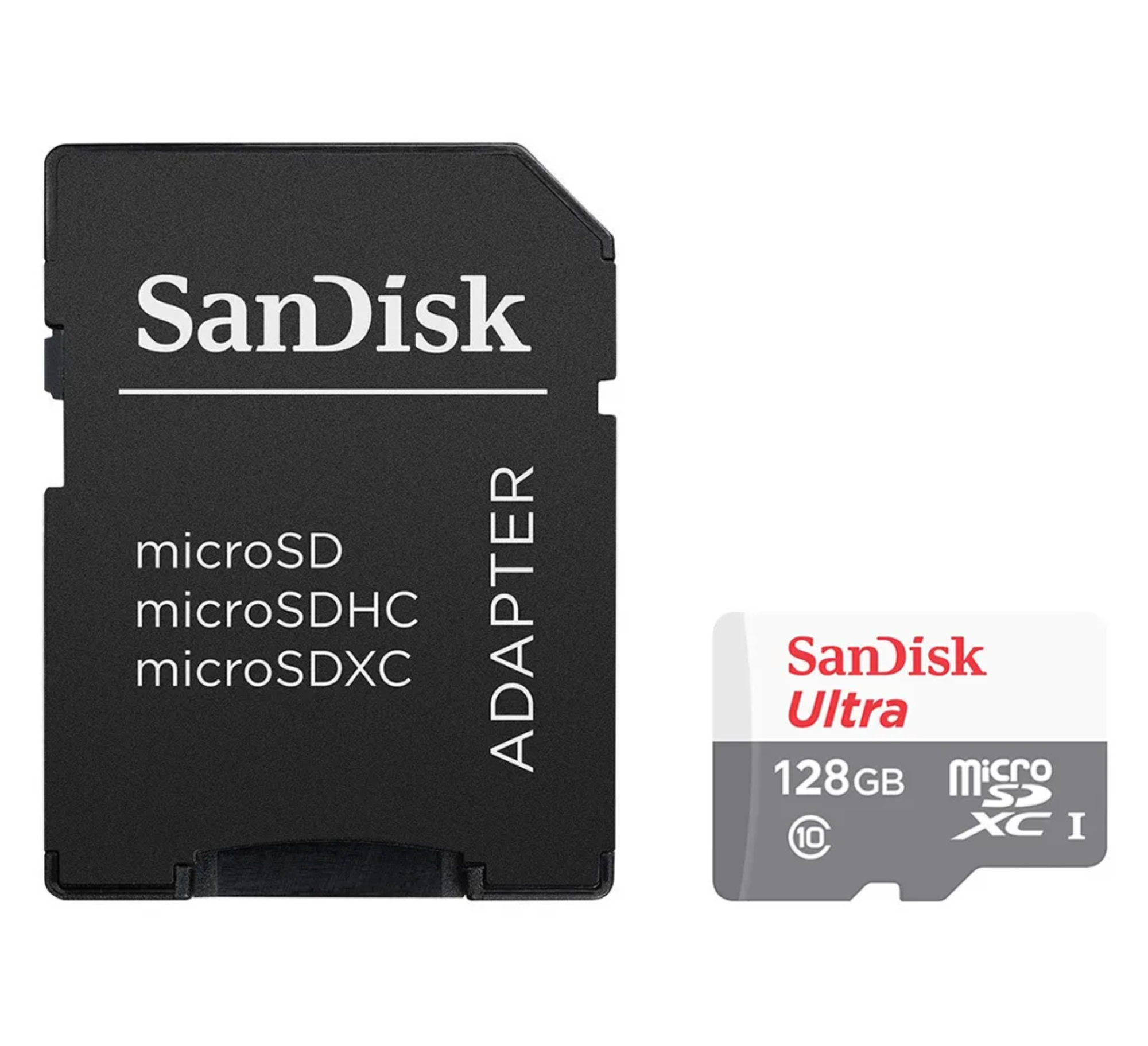 Карта памяти MicroSD 128Гб  SanDisk Class 10 Ultra Android (80 Мб/с) + SD адаптер