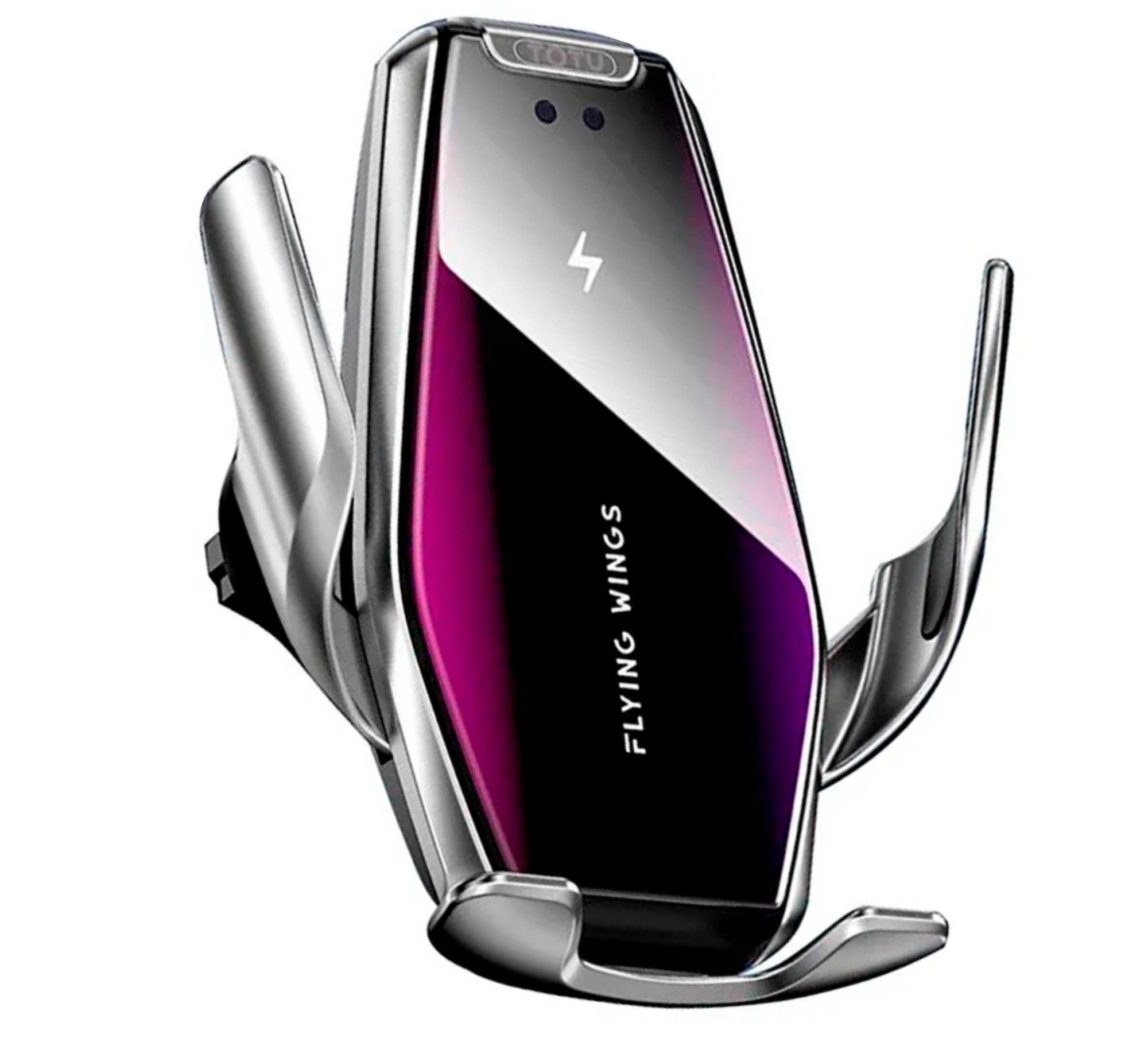 Автомобильный держатель + беспроводное ЗУ TOTU King Series ll 15W, Серебряный