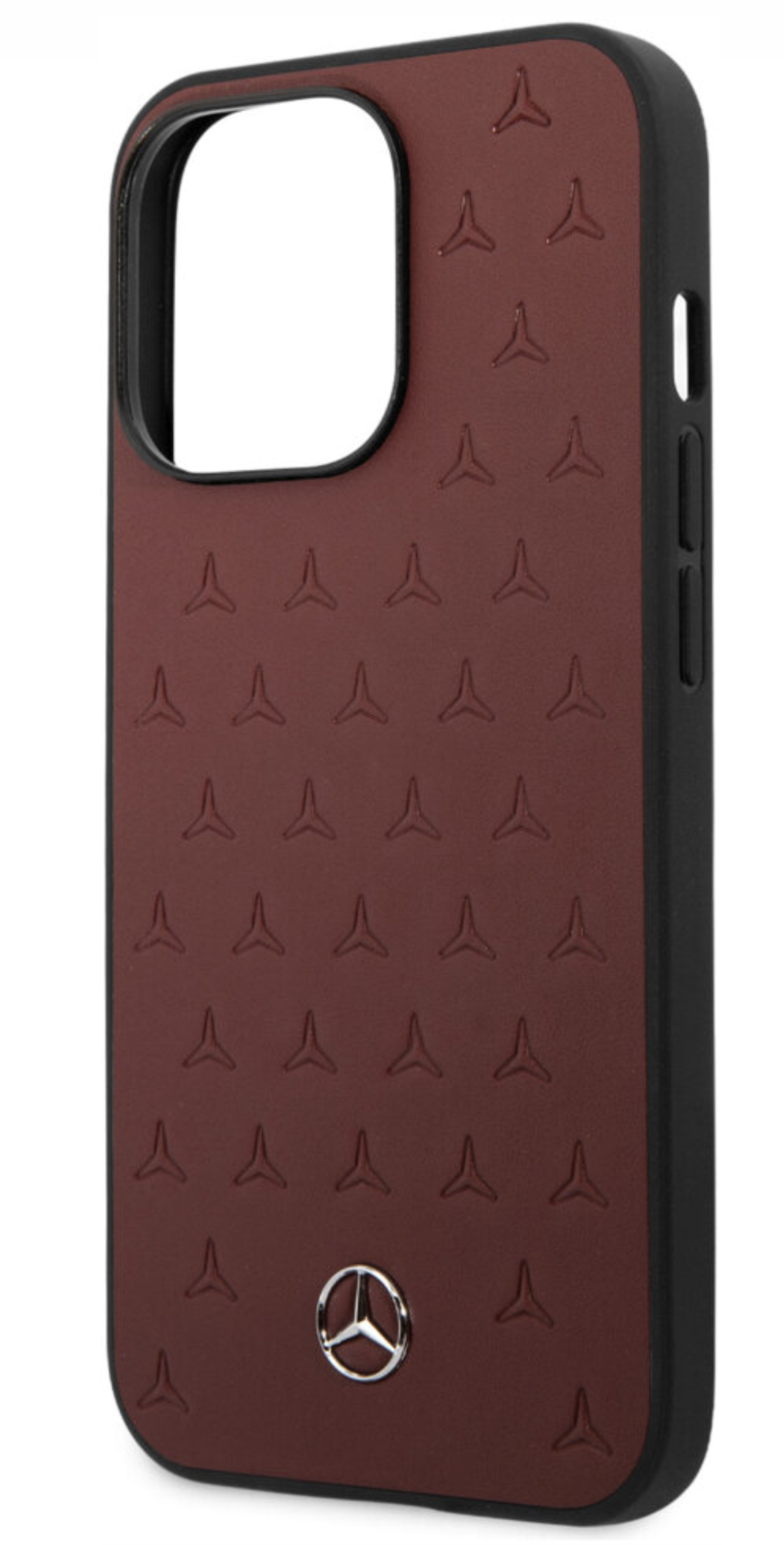 Чехол Mercedes для iPhone 13 Pro Max, Звезды из натуральной кожи, Красный
