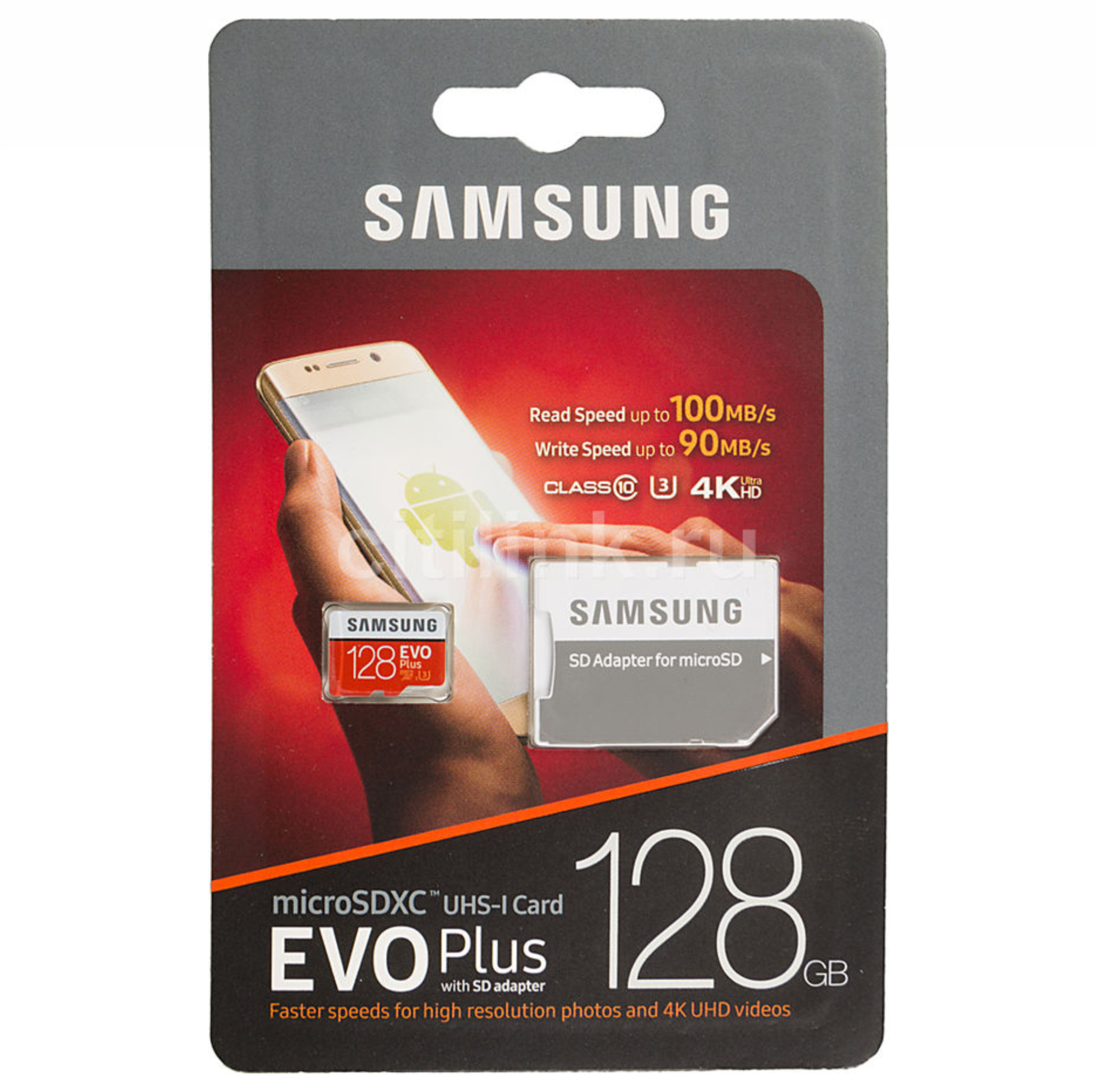 Карта памяти microSDXC UHS-I U3 Samsung EVO PLUS 2 128Гб 100Мб/с Class 10 с переходником SD MB-MC128GA/RU
