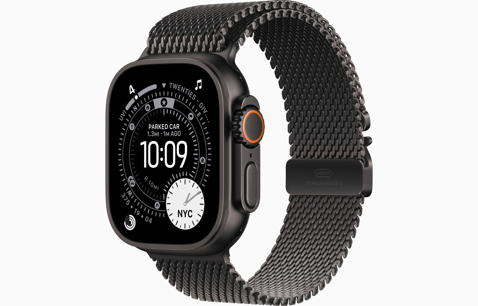 Apple Watch Ultra 3, 49 мм, GPS, корпус из черного титана, ремешок Milanese черного цвета