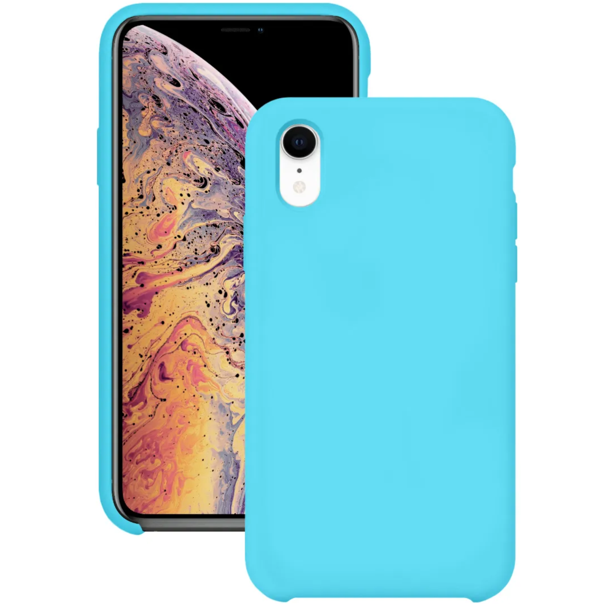 Оригинальный Силиконовый чехол для iPhone XR, Голубой