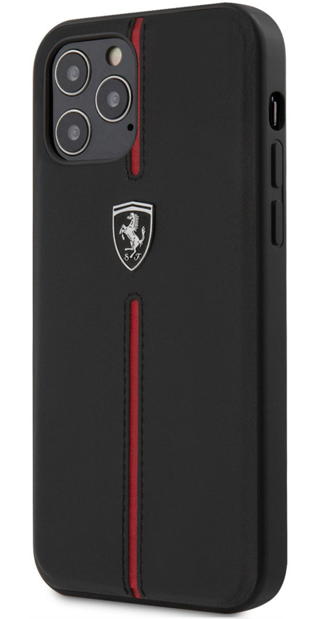 Чехол Ferrari Off-Track Натуральная кожа/Нейлоновая полоска для Apple iPhone 12/12 Pro, Черный