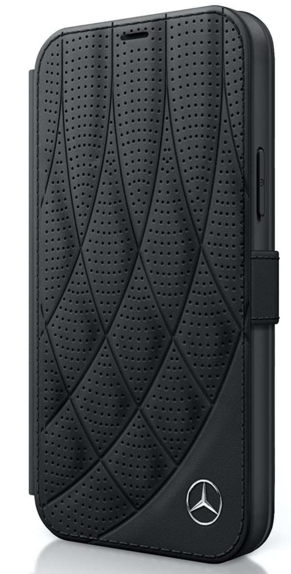 Чехол Mercedes для iPhone 12/12 Pro, Натуральная кожа стеганая/перфорированная, Черный