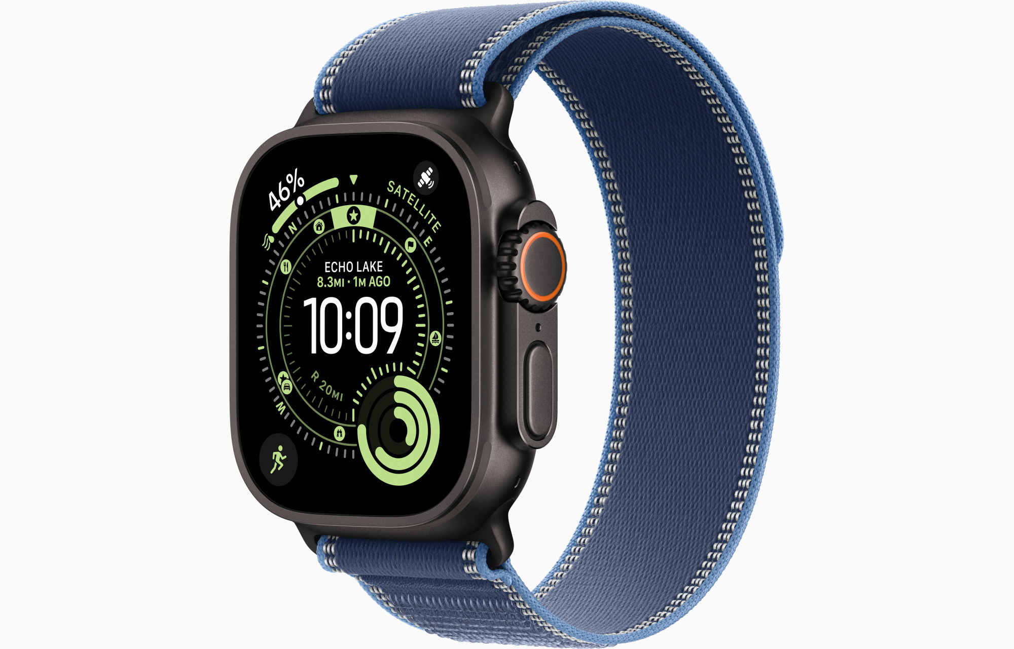 Apple Watch Ultra 3 GPS, 49 мм, корпус из черного титана, ремешок Trail Loop синего цвета
