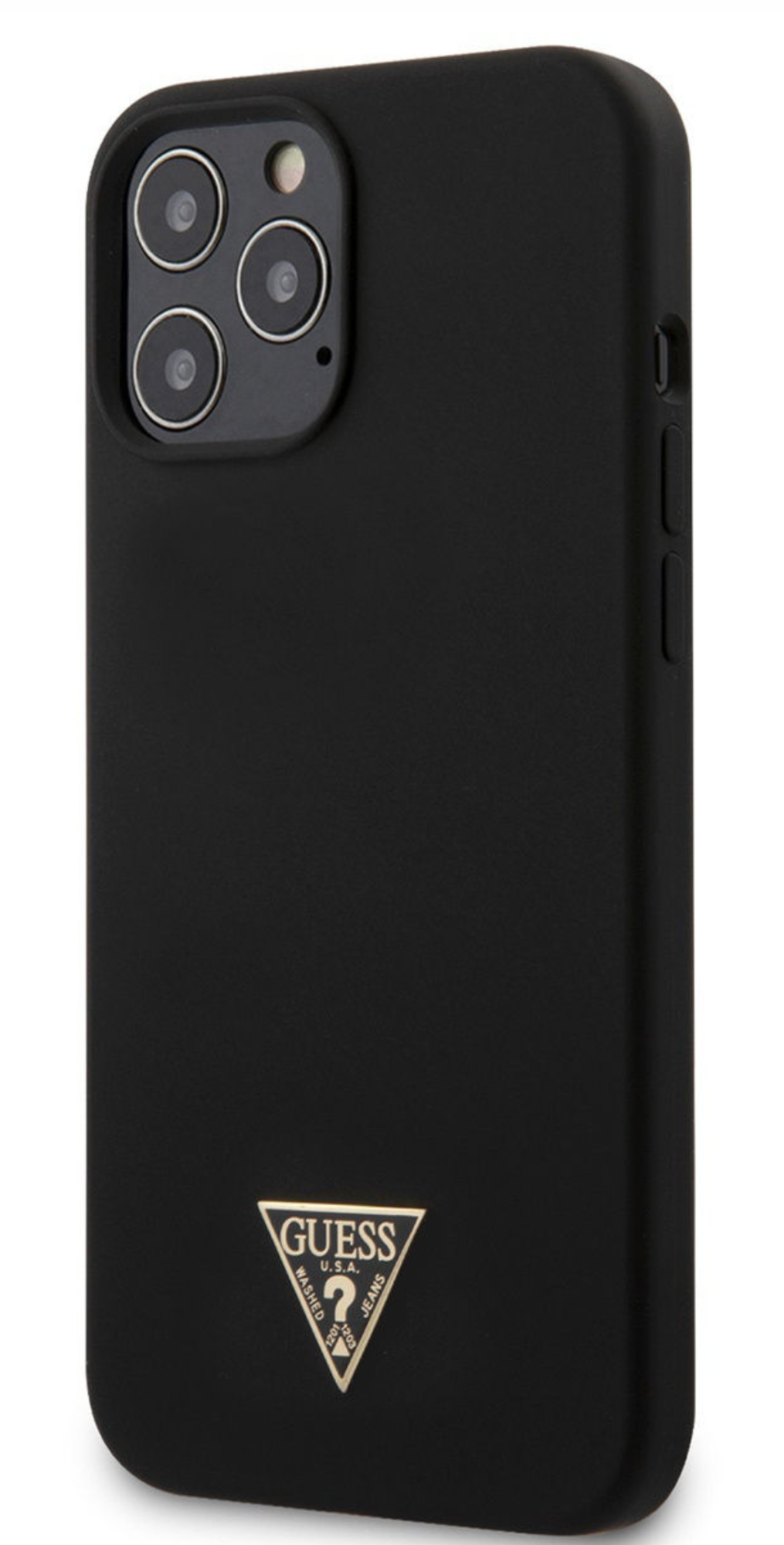 Чехол Guess для iPhone 12 Pro Max, Силикон с металлическим логотипом в виде треугольника, Черный