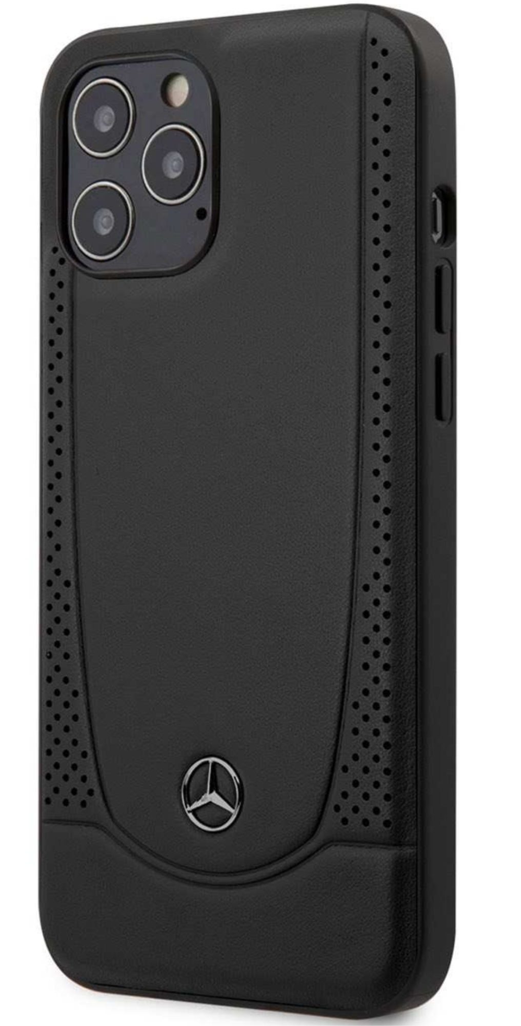 Чехол Mercedes для iPhone 12 Pro Max, Натуральная кожа Urban гладкая/перфорированная, Черный
