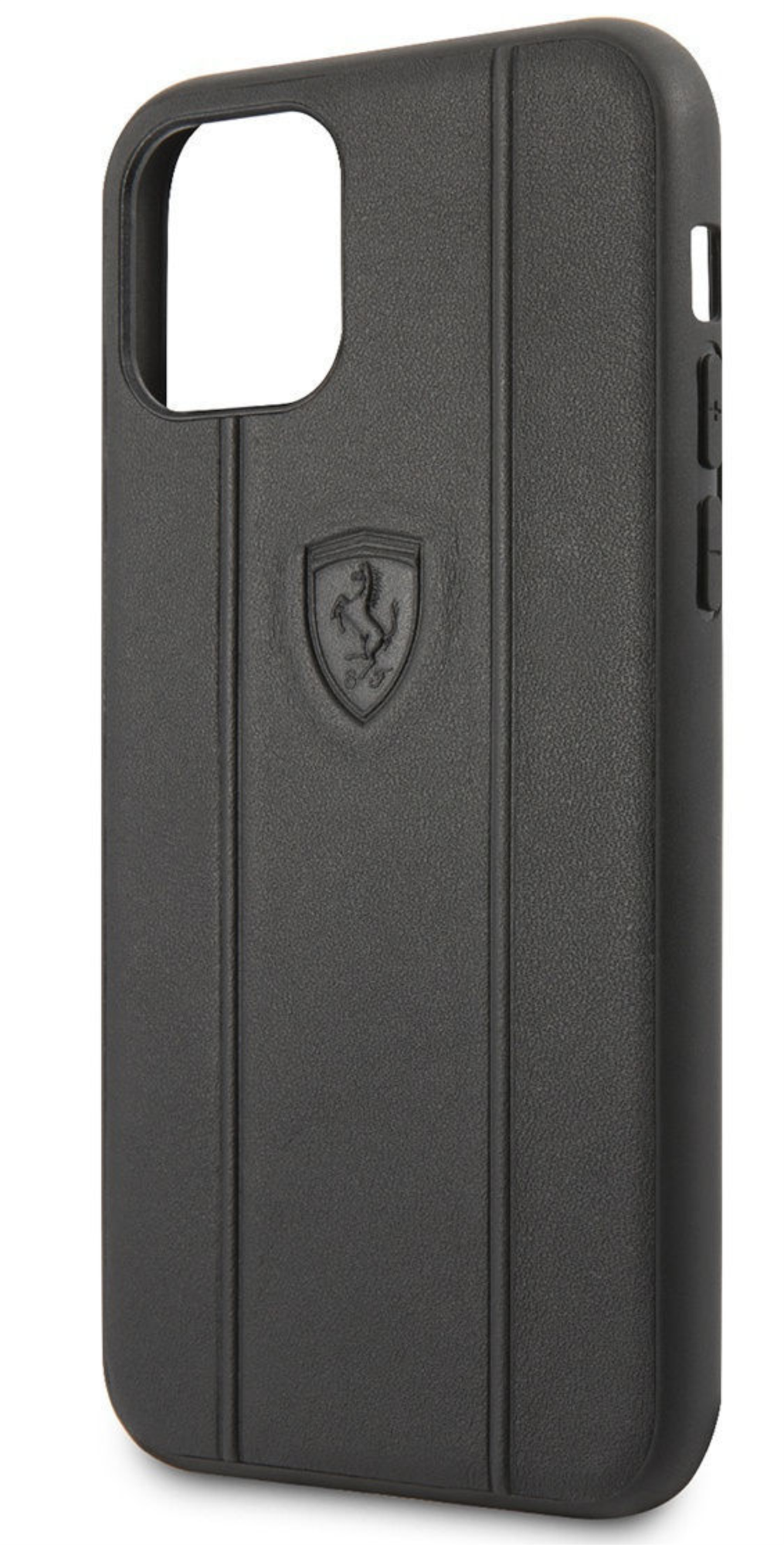 Чехол Ferrari Штампованный логотип, Рельефные линии для Apple iPhone 11 Pro, Черный