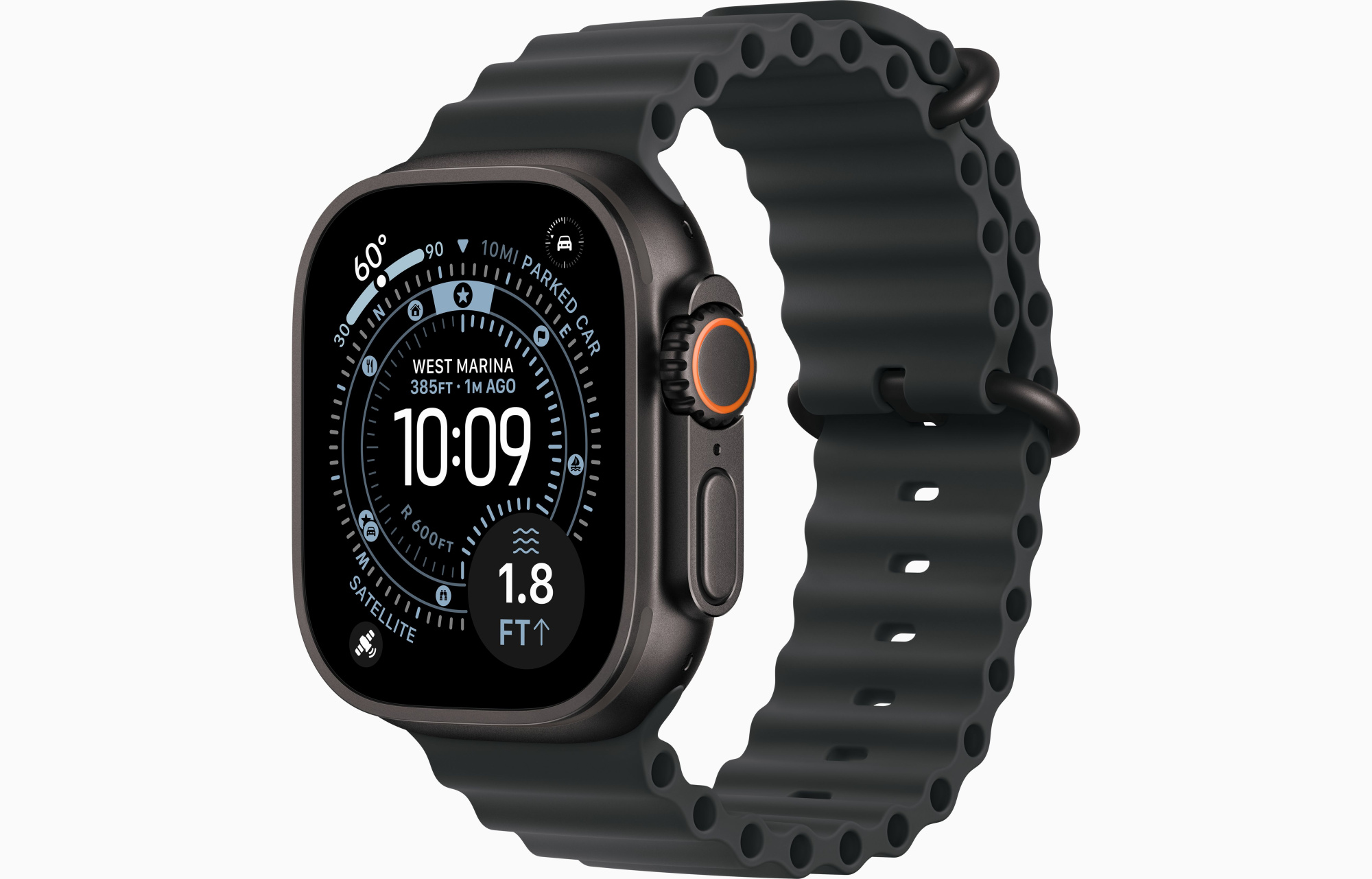Apple Watch Ultra 3 GPS, 49 мм, корпус из черного титана, ремешок Ocean черного цвета