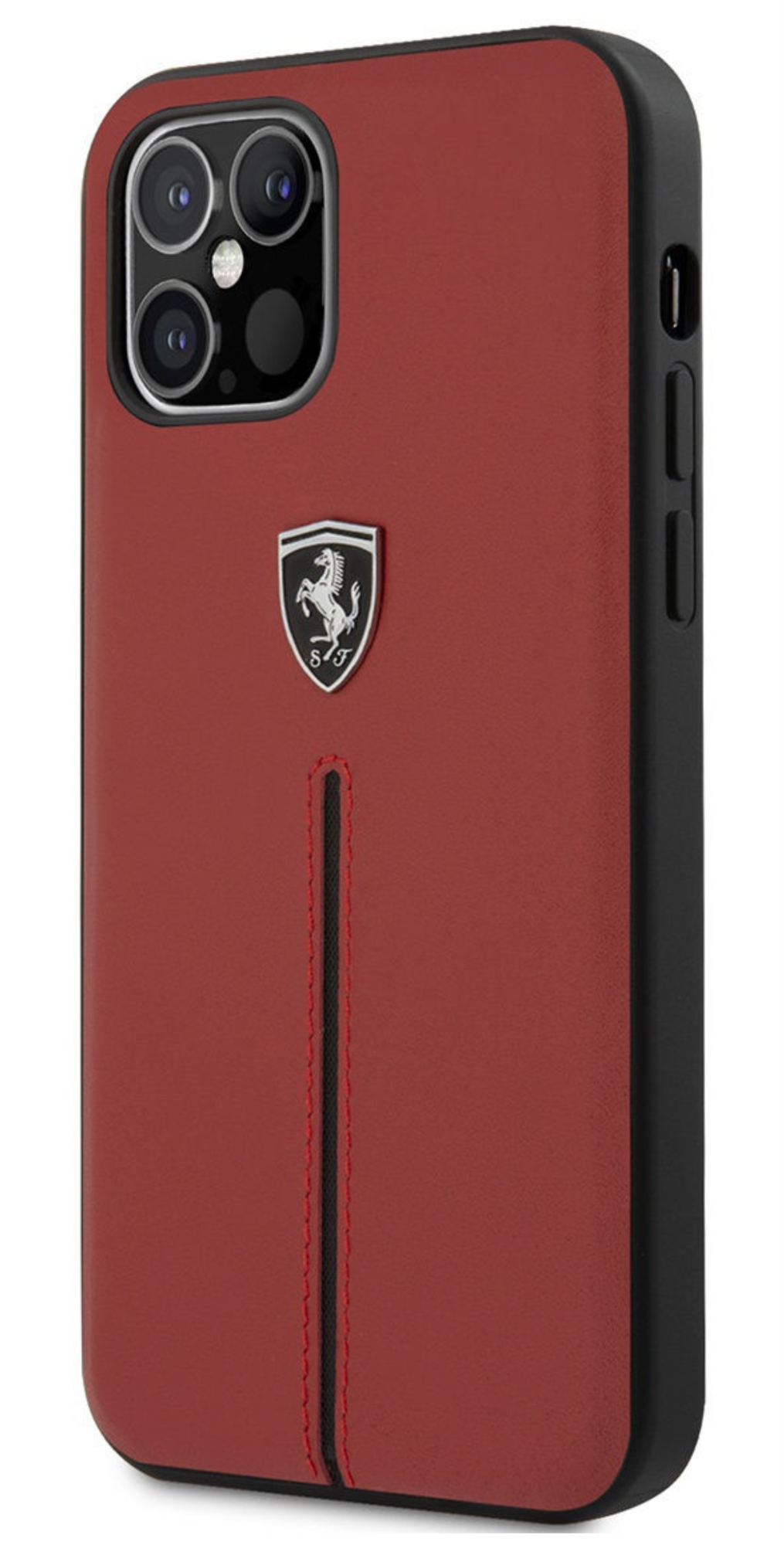 Чехол Ferrari Off-Track Натуральная кожаr/Нейлоновая полоска для Apple iPhone 12/12 Pro, Красный