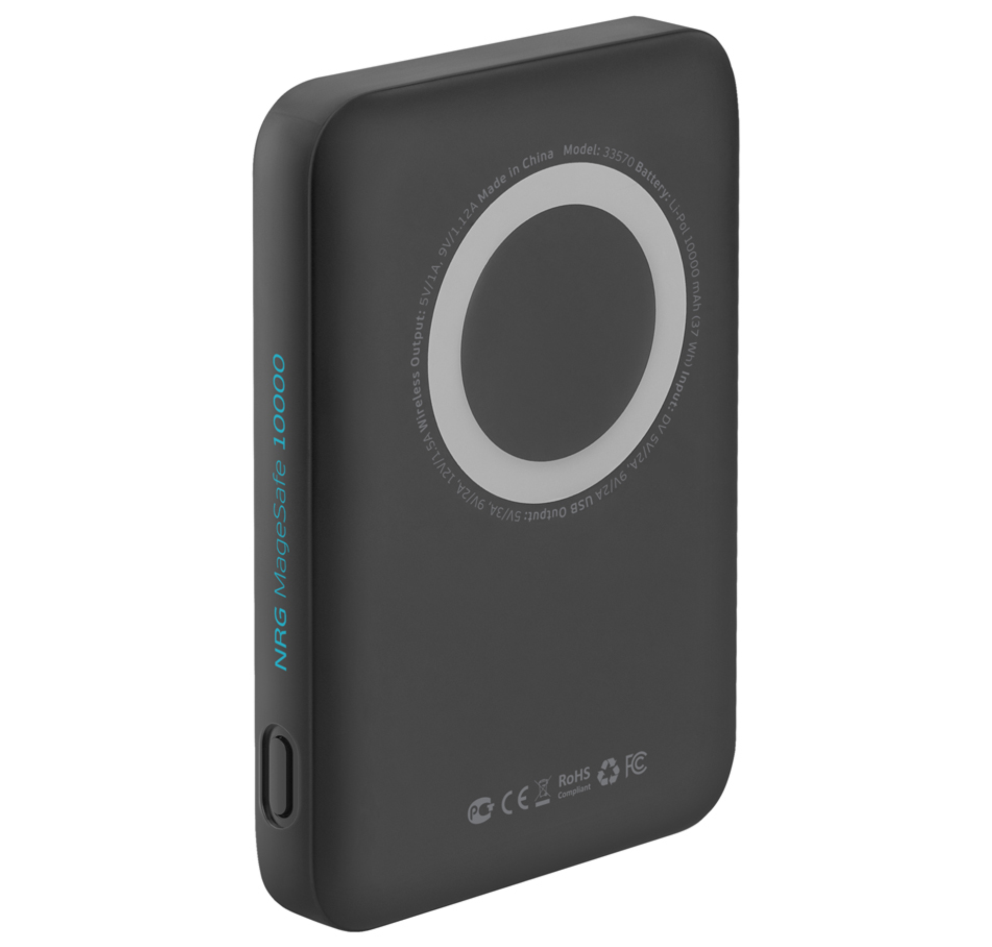 Power Bank Deppa NRG MagSafe, QC 3.0, PD 20W, Qi 15W, 10000 мА·ч, Черный