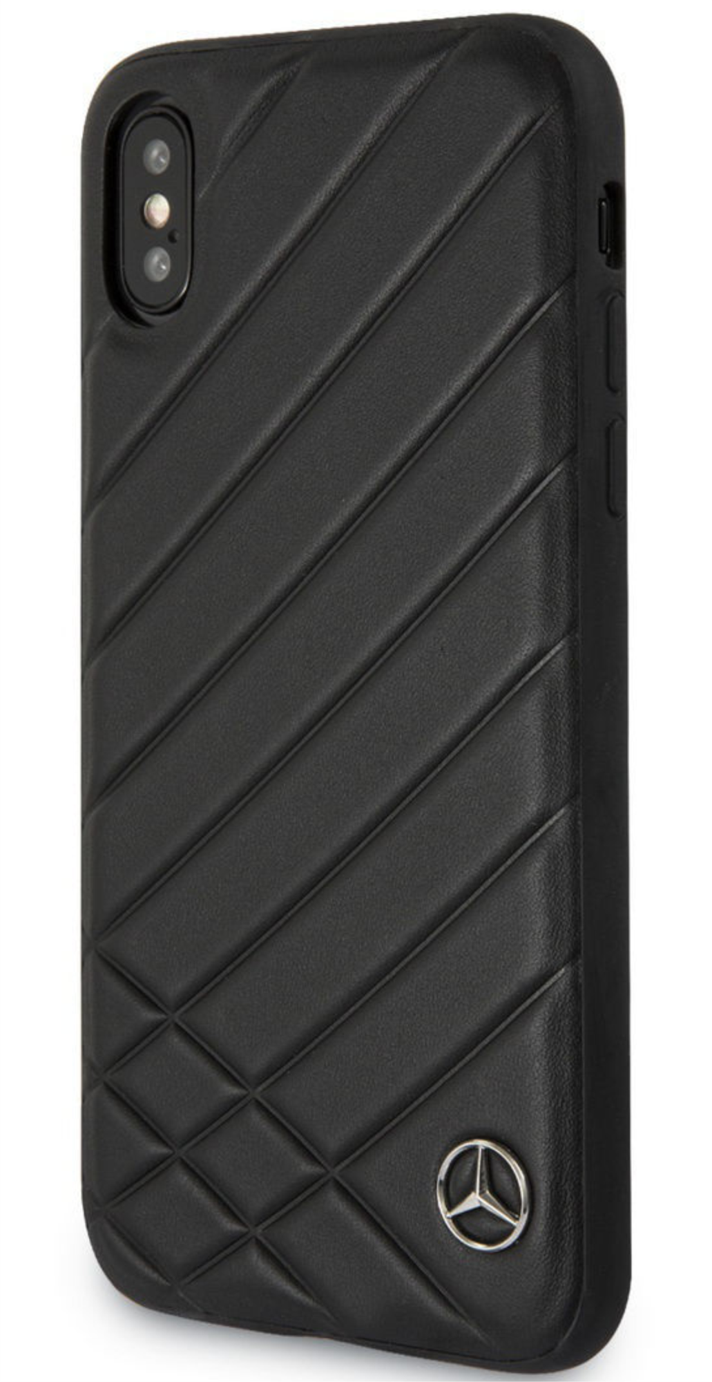 Чехол Mercedes для iPhone X/XS, Узор из твердой кожи, Черный