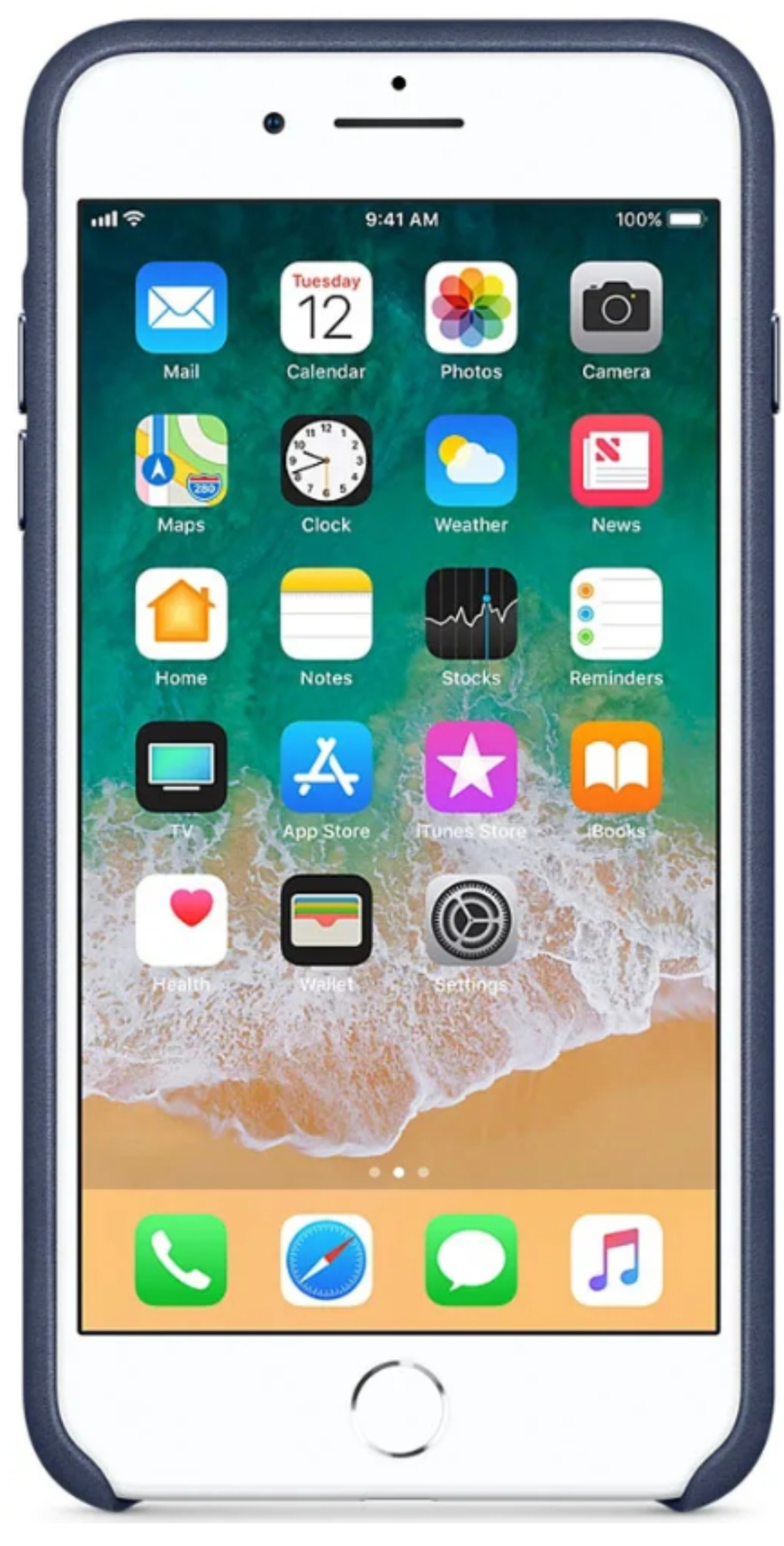 Чехол Apple Кожа для Apple iPhone 7 Plus/8 Plus, Тёмно-синий