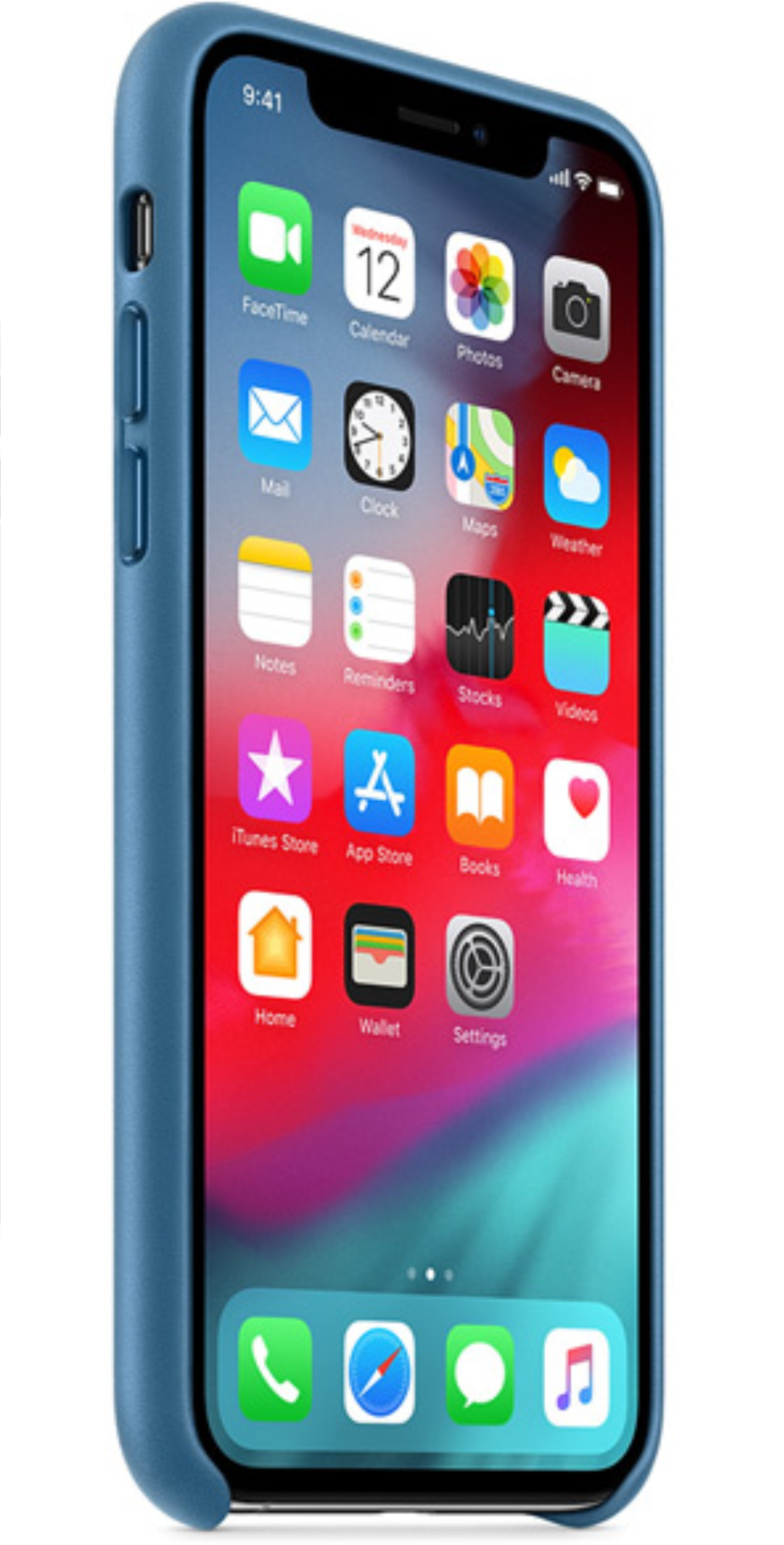 Чехол Apple Кожа для Apple iPhone X/XS, Синий (2)