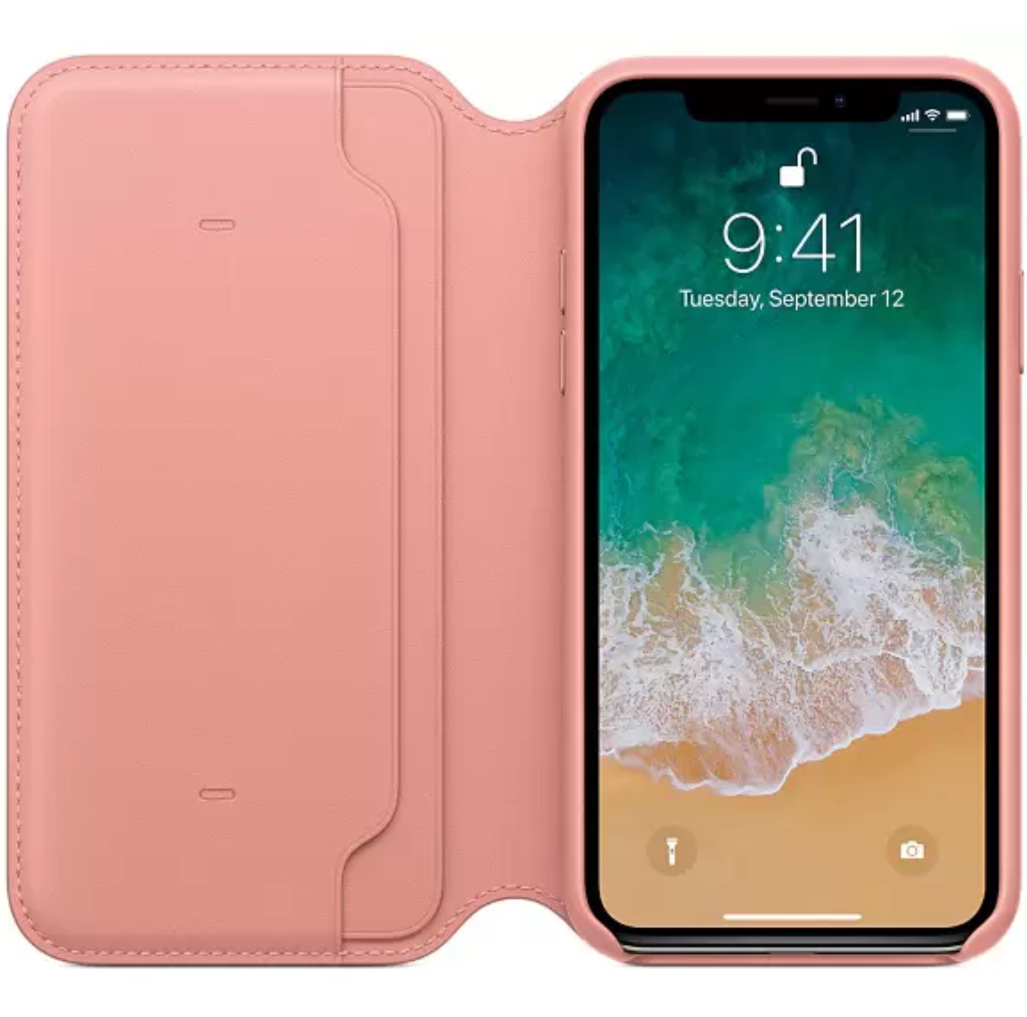 Чехол Apple Кожа для Apple iPhone X/XS, Бледно‑розовый
