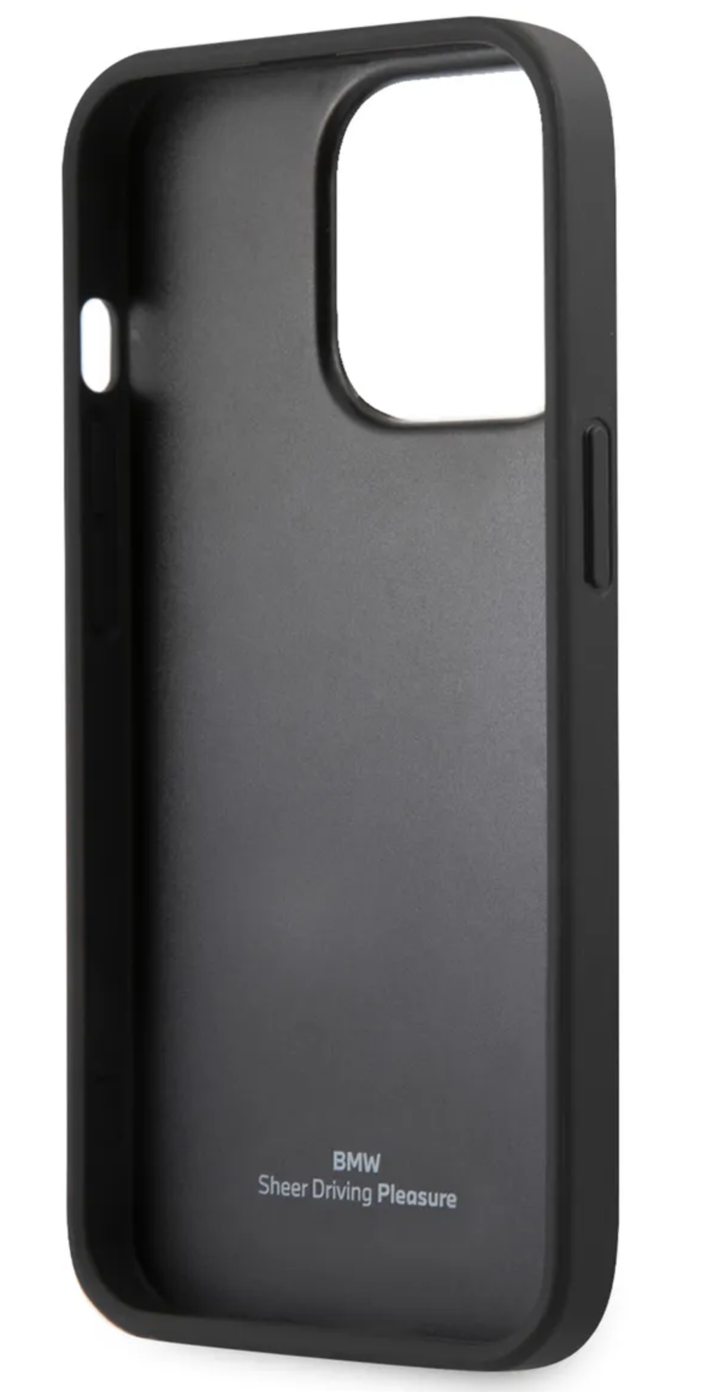 Чехол BMW Натуральная кожа с синими линиями для Apple iPhone 13 Pro Max, Черный