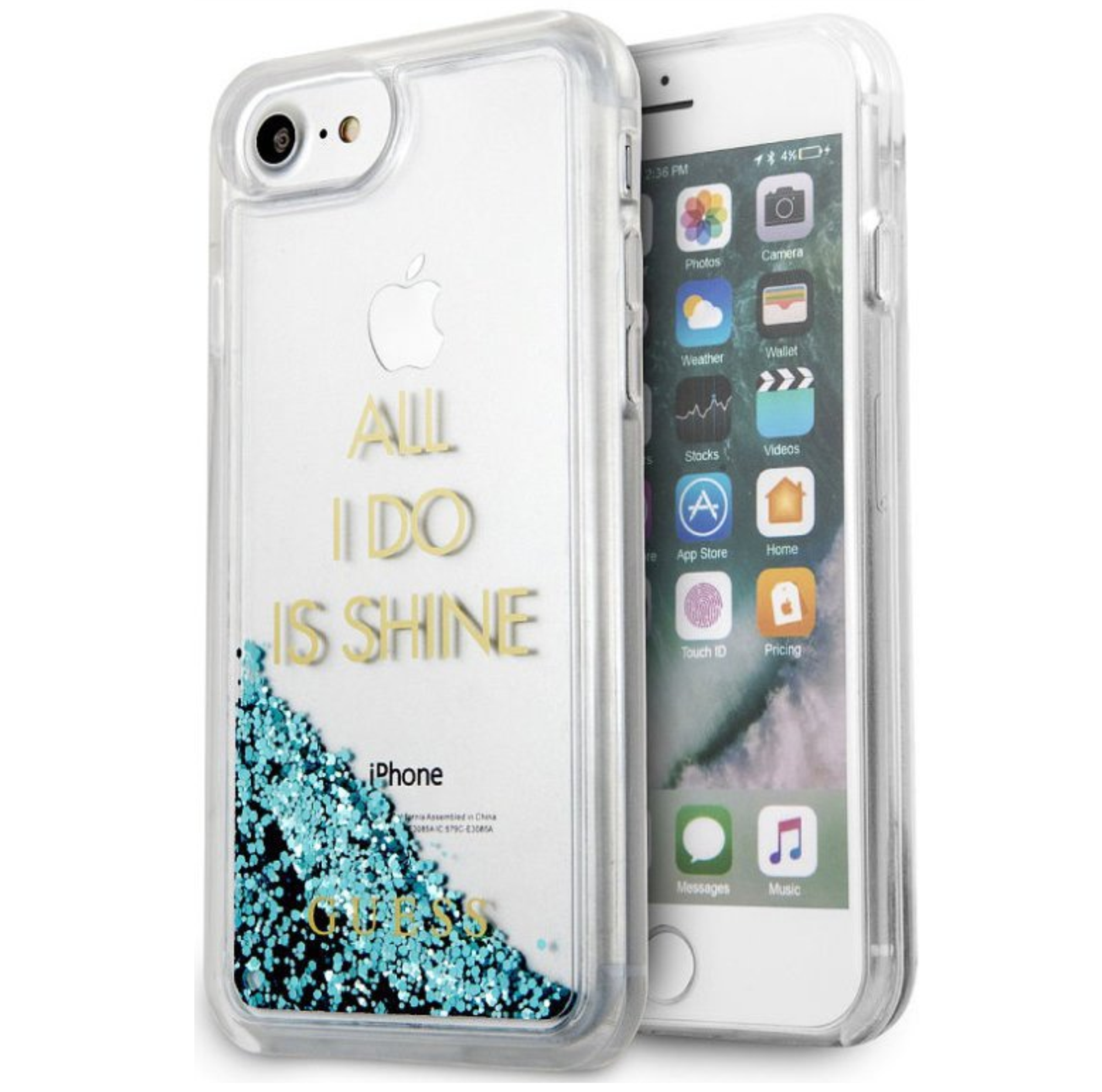 Чехол Guess для iPhone 7/8, Жесткий ПК с блесками, Синий