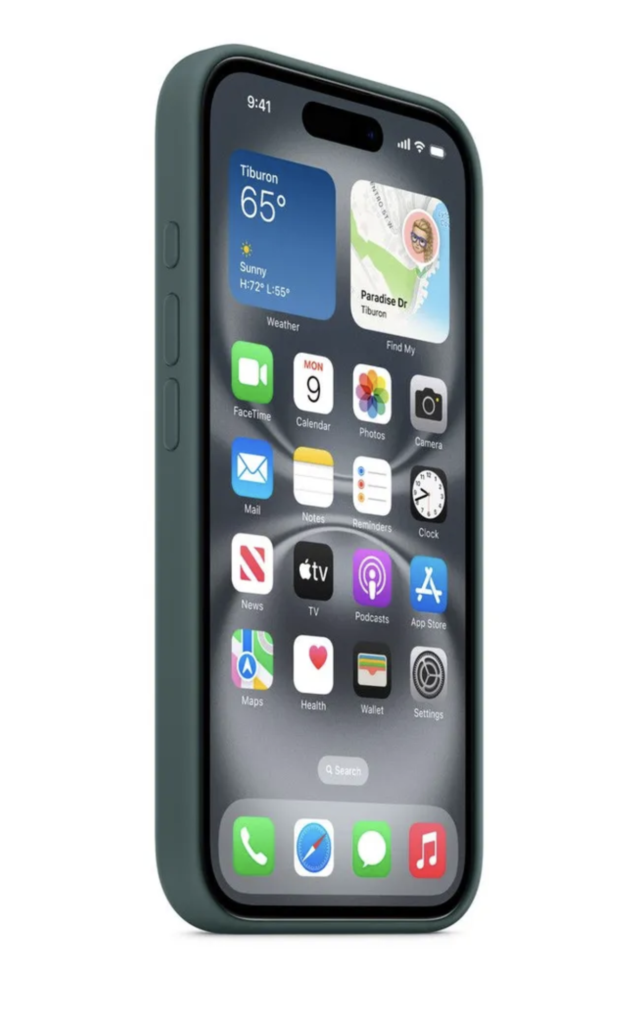 Чехол SILICONE CASE MagSafe с анимацией для iPhone 16 Озерный зеленый