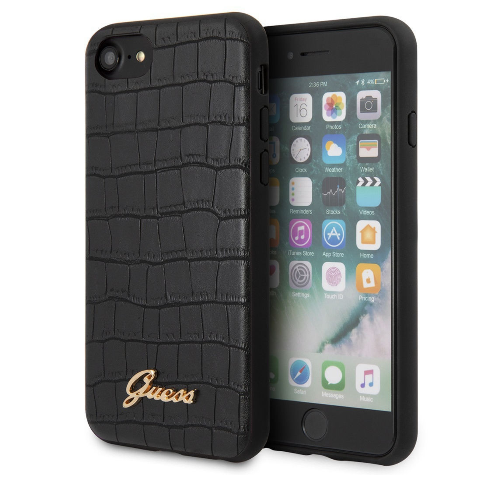 Чехол Guess для iPhone 7/8, Твердый полиуретан Croco, Черный Чехол Guess для iPhone 7/8, Твердый полиуретан Croco, Черный