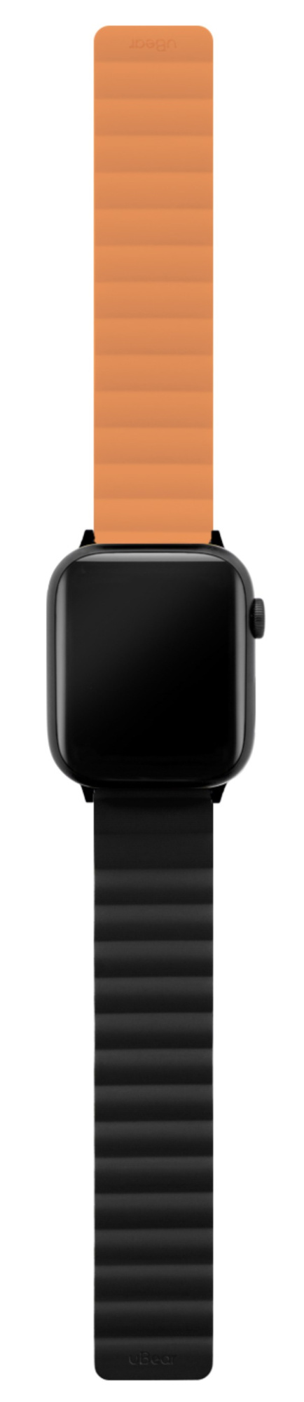 Ремешок магнитный силиконовый Ubear Mode для Apple Watch, M/L, 42/44/45/49мм, Оранжевый/черный