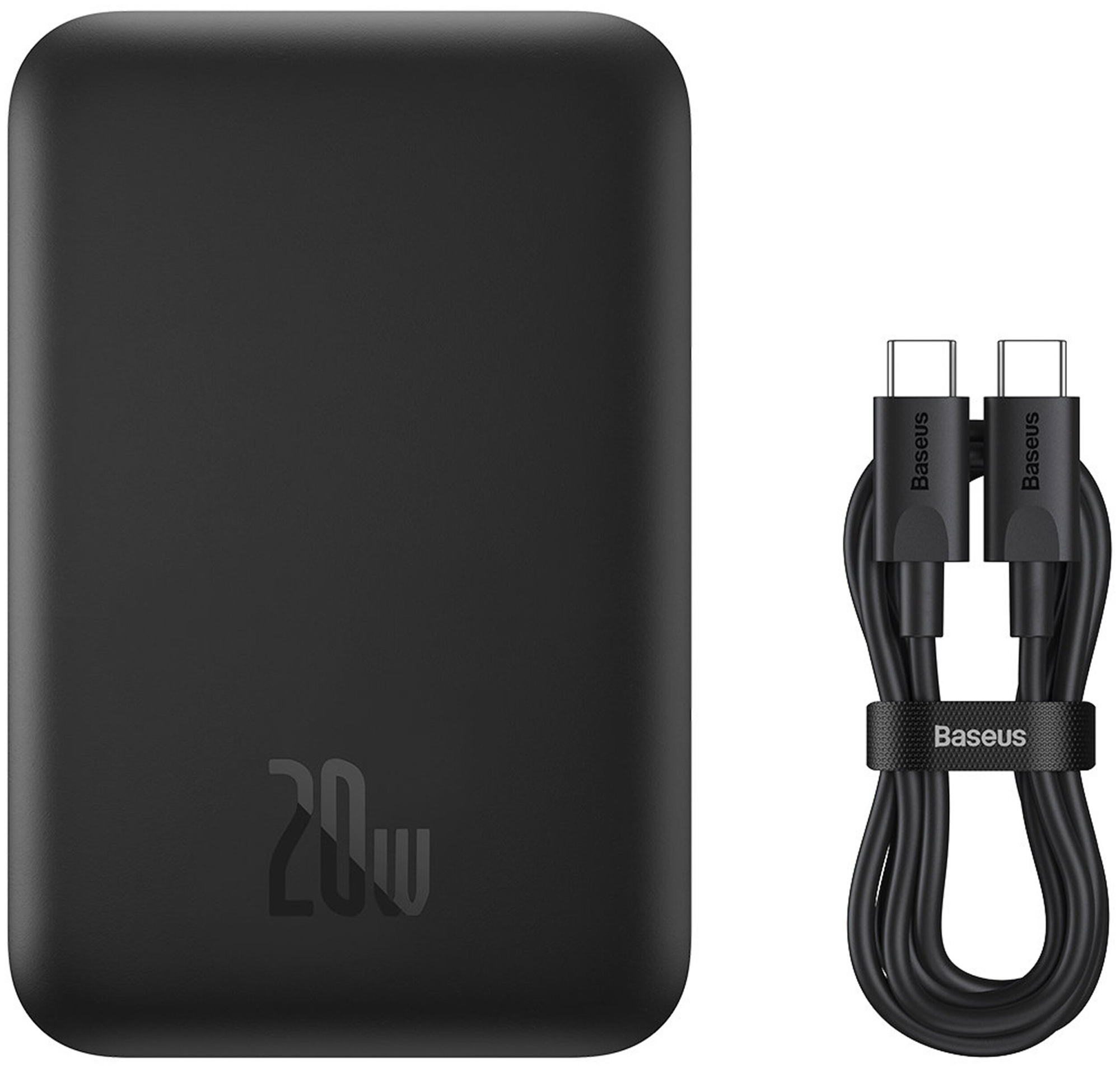 Baseus Magnetic Wireless Charging, 6000 мА·ч 20W, С Baseus Xiaobai series fast charging Cable Type-C – Type-C 60W(20V/3A, 50 см, Белый