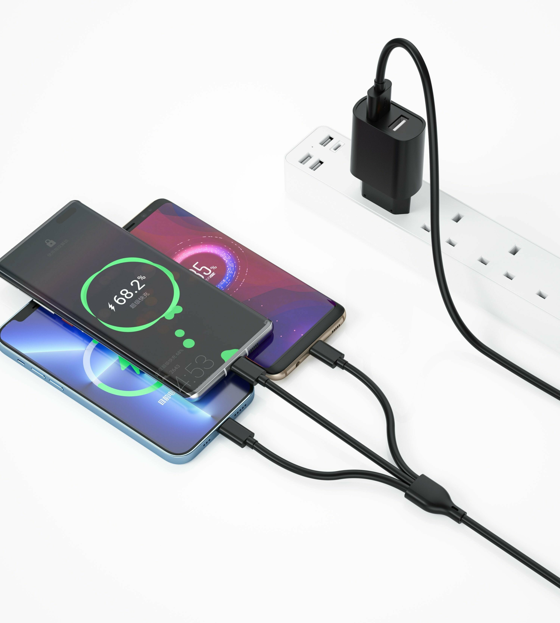 WiWU U003 USB-A + USB A + кабель 3in1