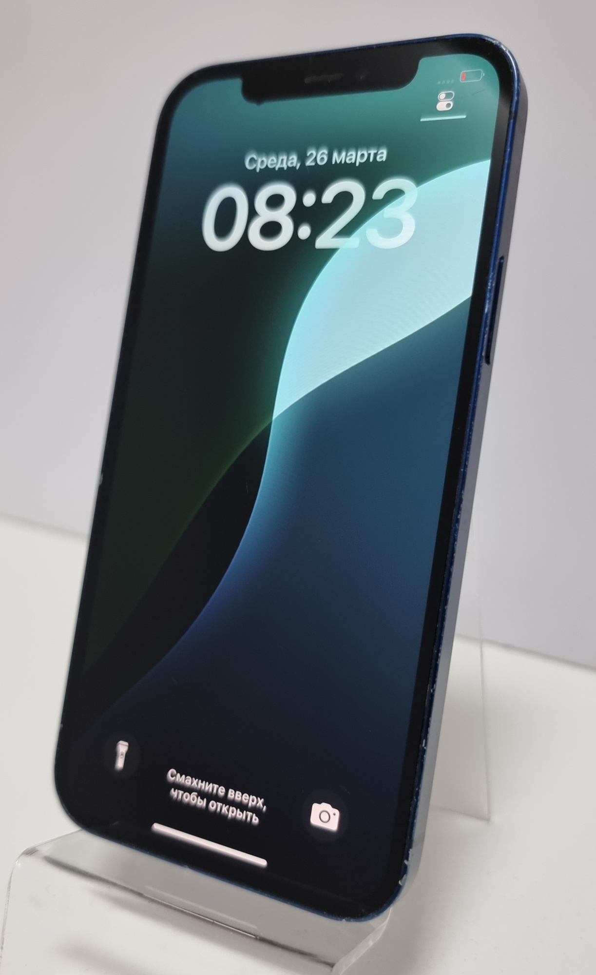 iPhone 12 128Гб, Синий (79% / Без коробки / темное пятно в верхней части экрана) - БУ . .