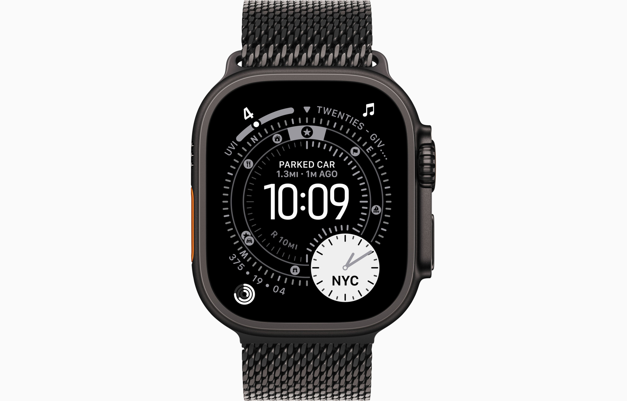 Apple Watch Ultra 3 GPS, 49 мм, корпус из черного титана, ремешок Milanese цвета Black M